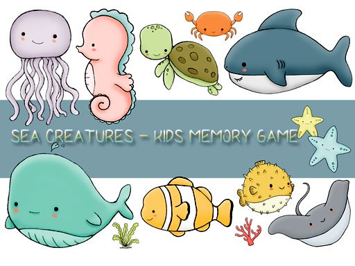 Kids Memory Sea Creatures Online